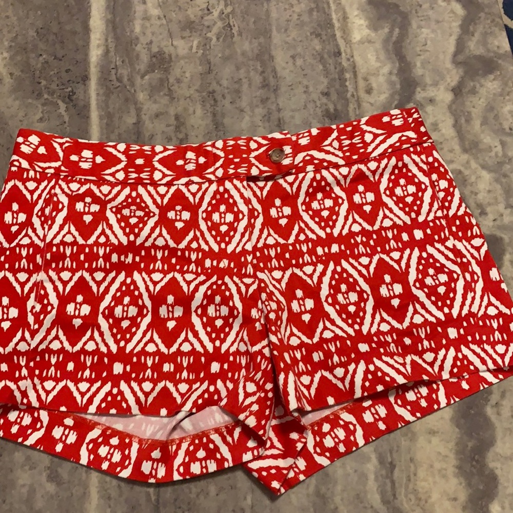 J. Crew City Fit Red and White Chino Shorts Size 8
